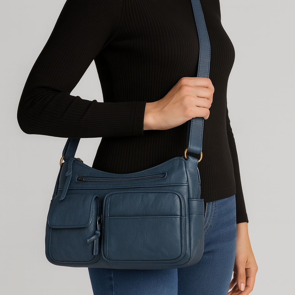 Women’s Shoulder Bag – Vintage PU Leather Multi-Pocket Design