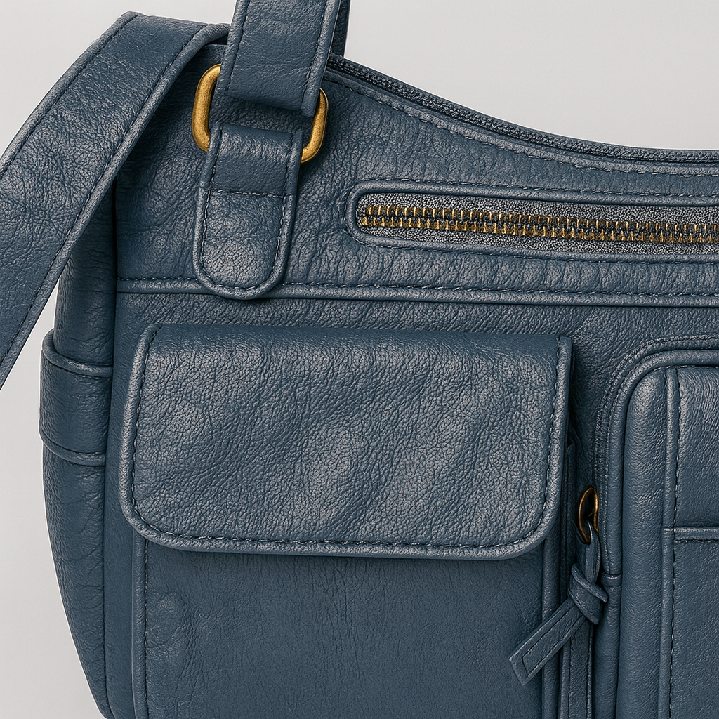 Women’s Shoulder Bag – Vintage PU Leather Multi-Pocket Design