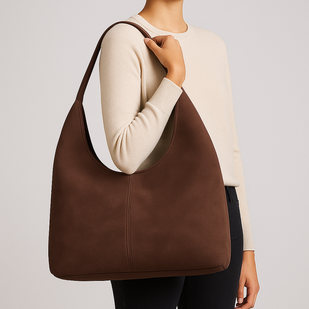 Water-Resistant Vegan Suede Tote Bag